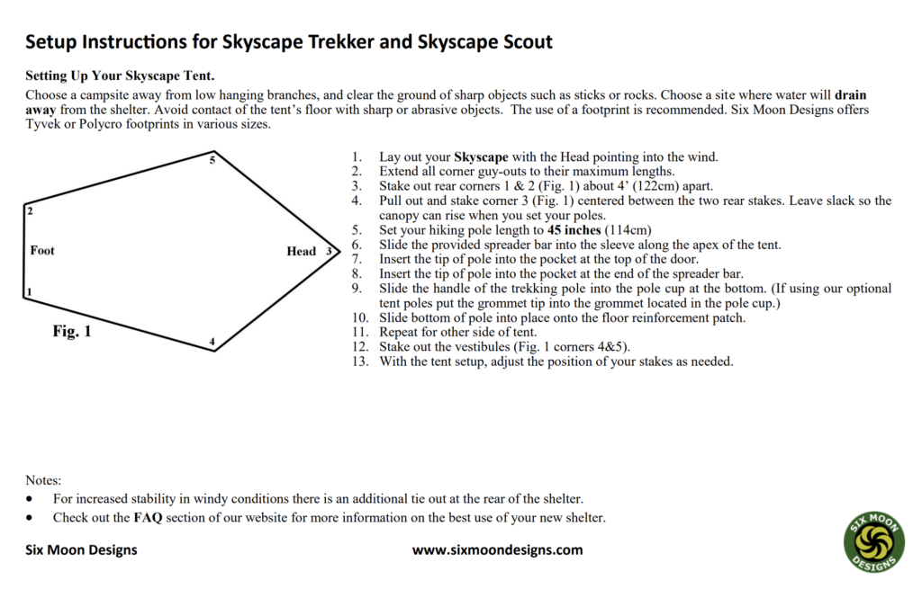 Skyscape Trekkerの設営手順